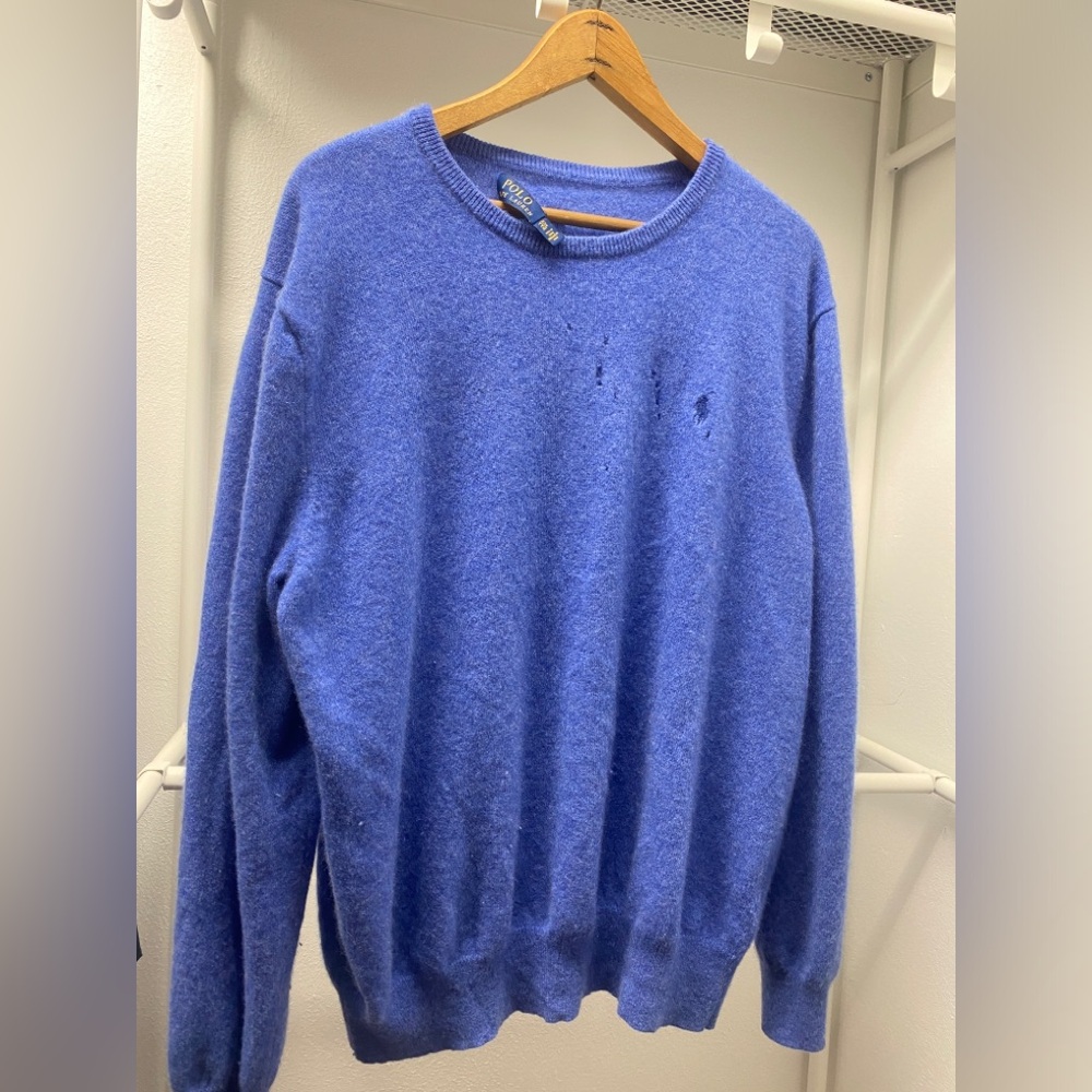 Ralph Lauren Pony Cashmere Distressed Sweater XXL TG